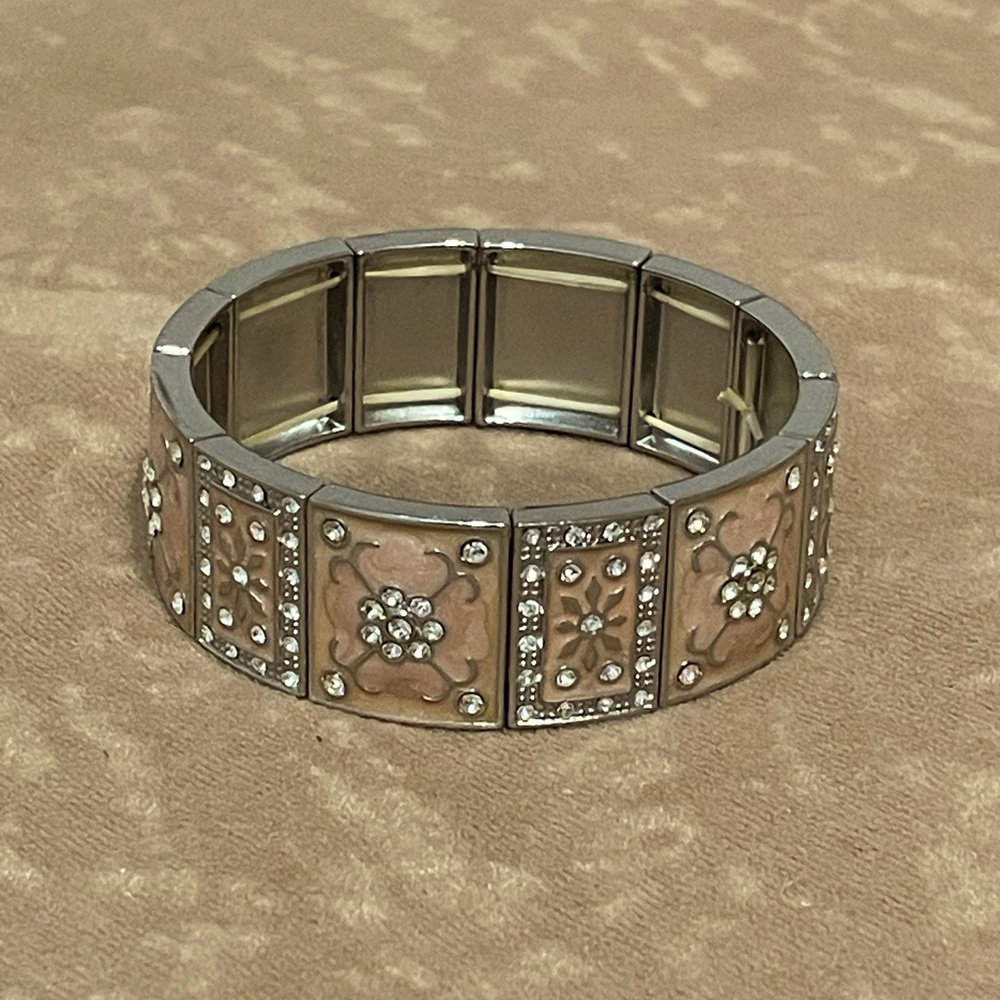 Elegant Silver and Pink Bracelet